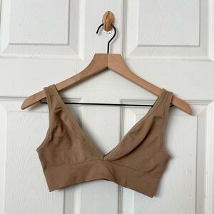 We wore what tan seamless sports bra